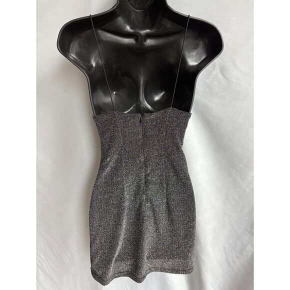 Forever 21 Little Black Dress Silver Sparkly Party Cocktail S NYE Date Night - Picture 6 of 9